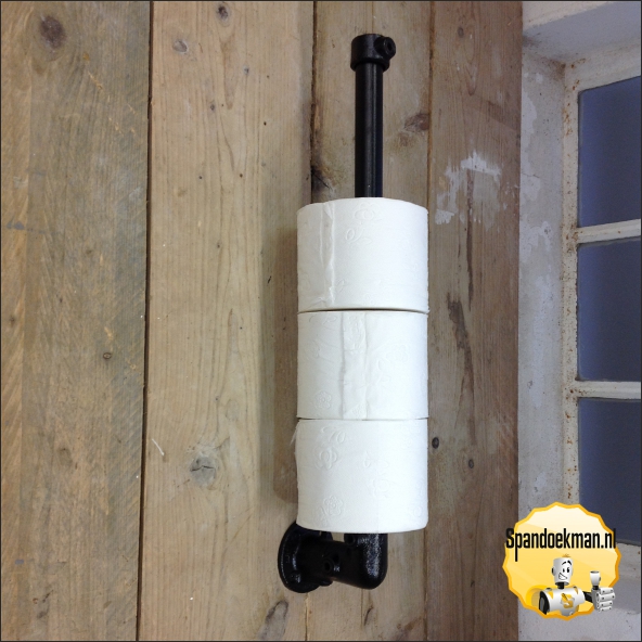 Toiletrolhouder Zwart voor 4 rollen wandmodel 26,9mm