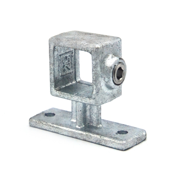 Leuningdrager type 34S - 25mm Steigerbuiskoppeling vierkant zilver 