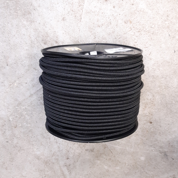 Koord Elastiek 6mm zwart mono PE - rol van 100 meter
