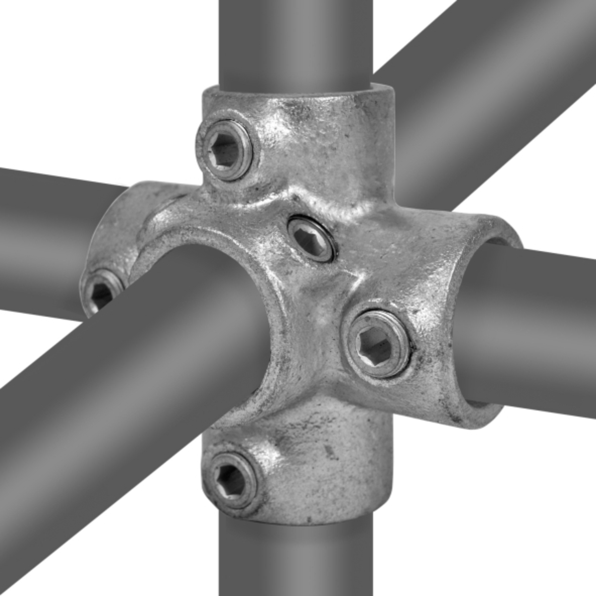 4-Weg kruisstuk type 26 - 21,3mm Steigerbuiskoppeling zilver 