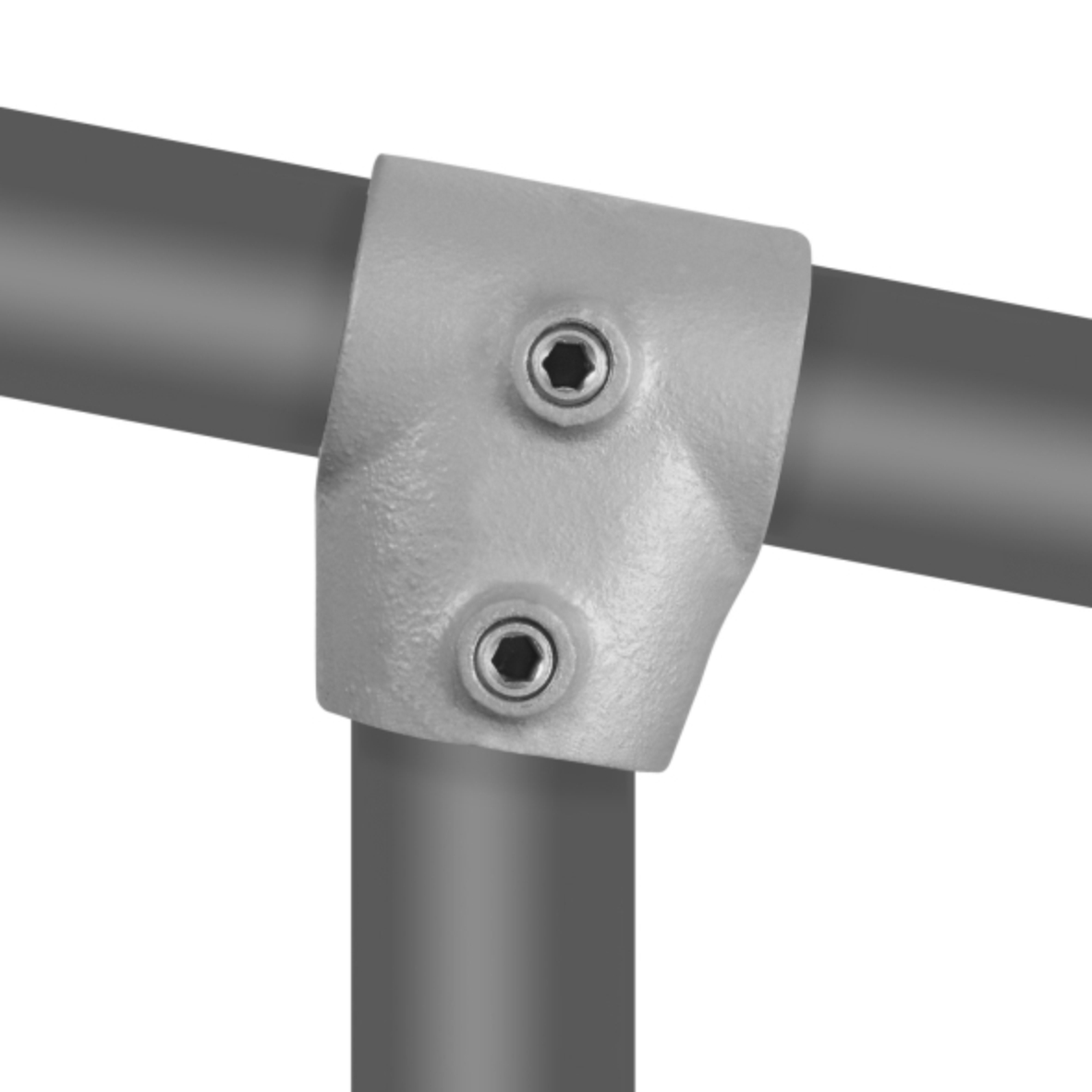 T-stuk kort variabele hoek 0-11° type 2S - 33,7mm Steigerbuiskoppeling zilver 