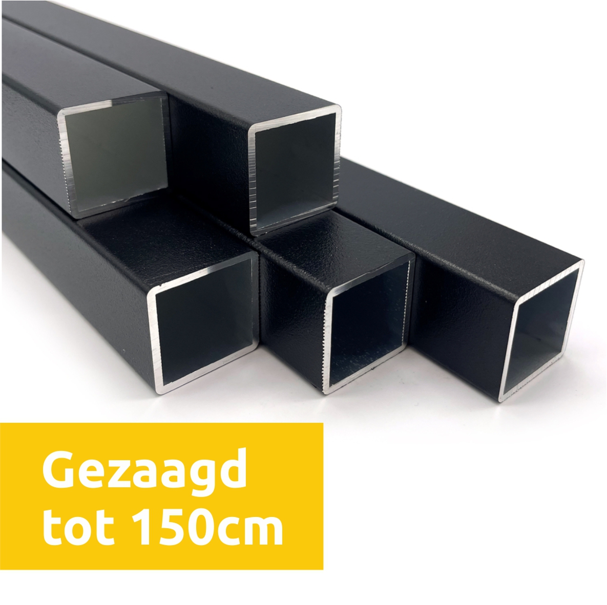 Aluminium buis zwart vierkant 25x25mm op maat gezaagd tot 150cm