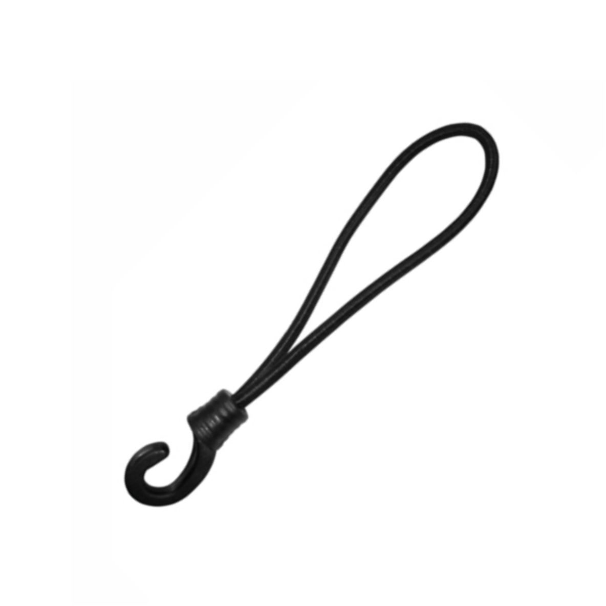 Snelspanner 6mm met kleine kunststof haak 23cm Zwart