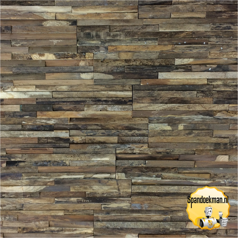 Houten wandstrips TEAK "Erotic 2cm" per m2