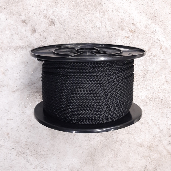 Nylon koord 5mm zwart -  rol van 100 meter