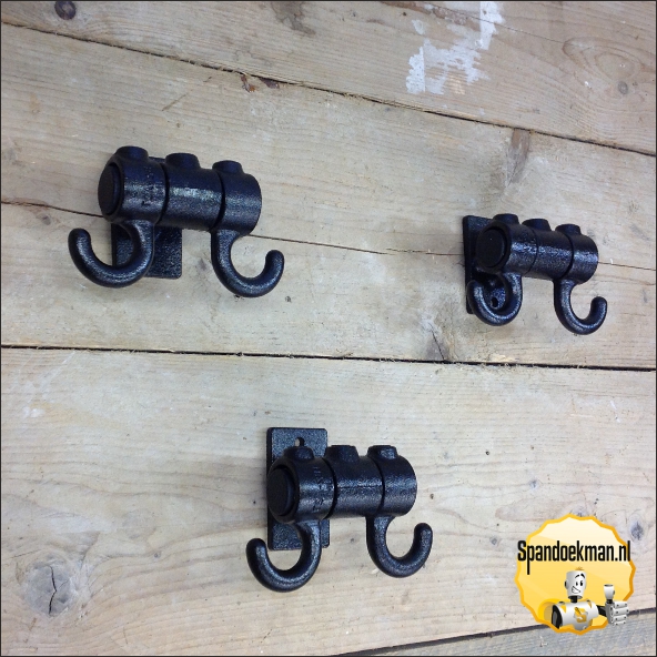 Kapstokhaak zwart dubbel "Standaard" set van 3 stuks 26,9mm