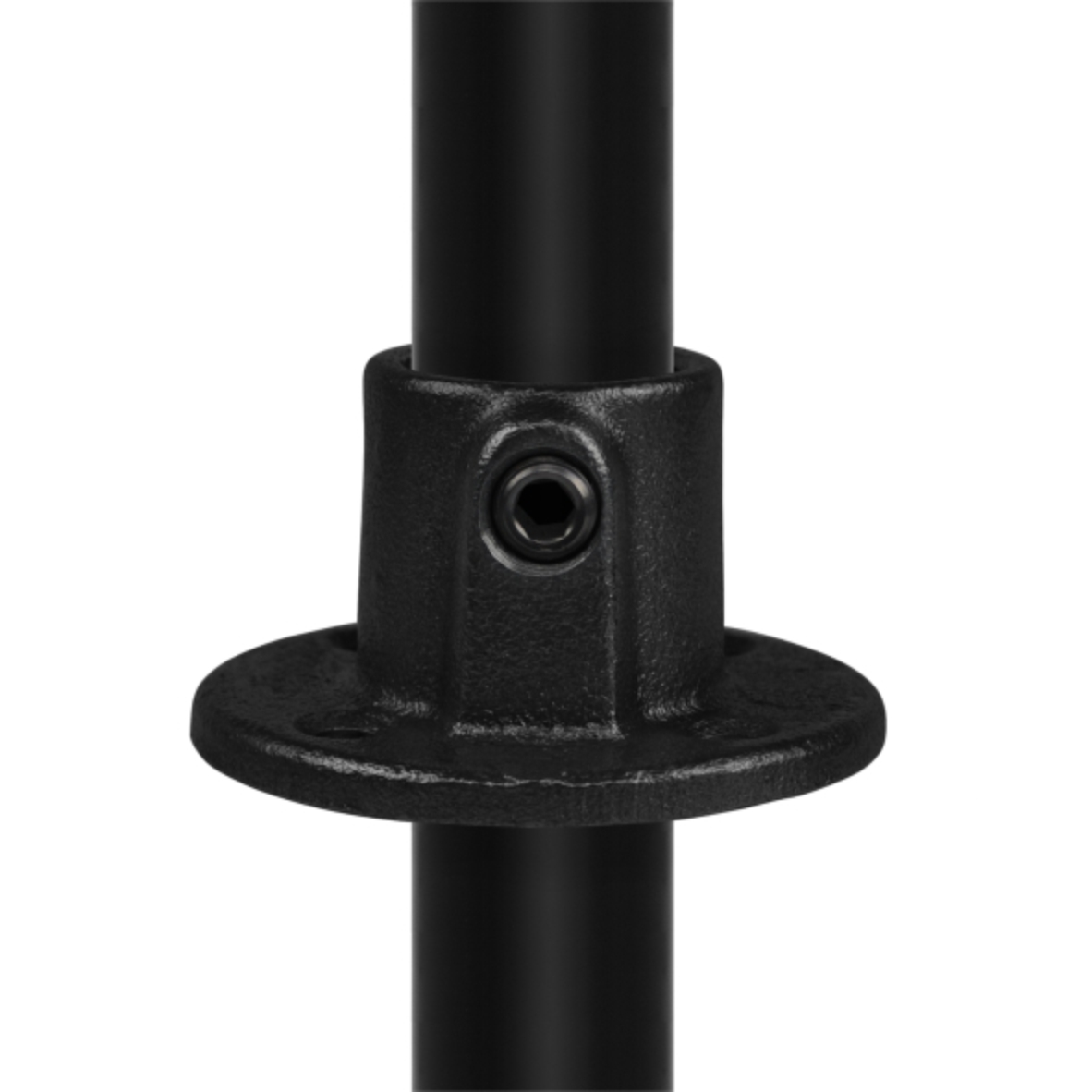 Ronde voetplaat met doorloop type 10T - 21,3mm Steigerbuiskoppeling zwart 