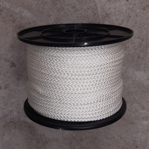 Nylon koord 6mm wit - rol van 100 meter
