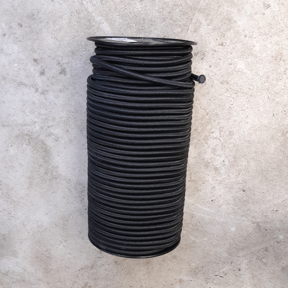 Koord Elastiek 10mm zwart mono PE - rol van 100 meter