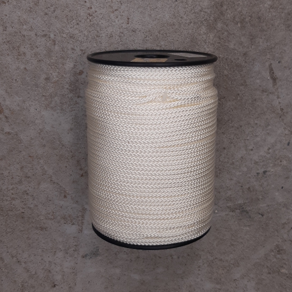 Nylon koord 4mm wit - rol van 100 meter