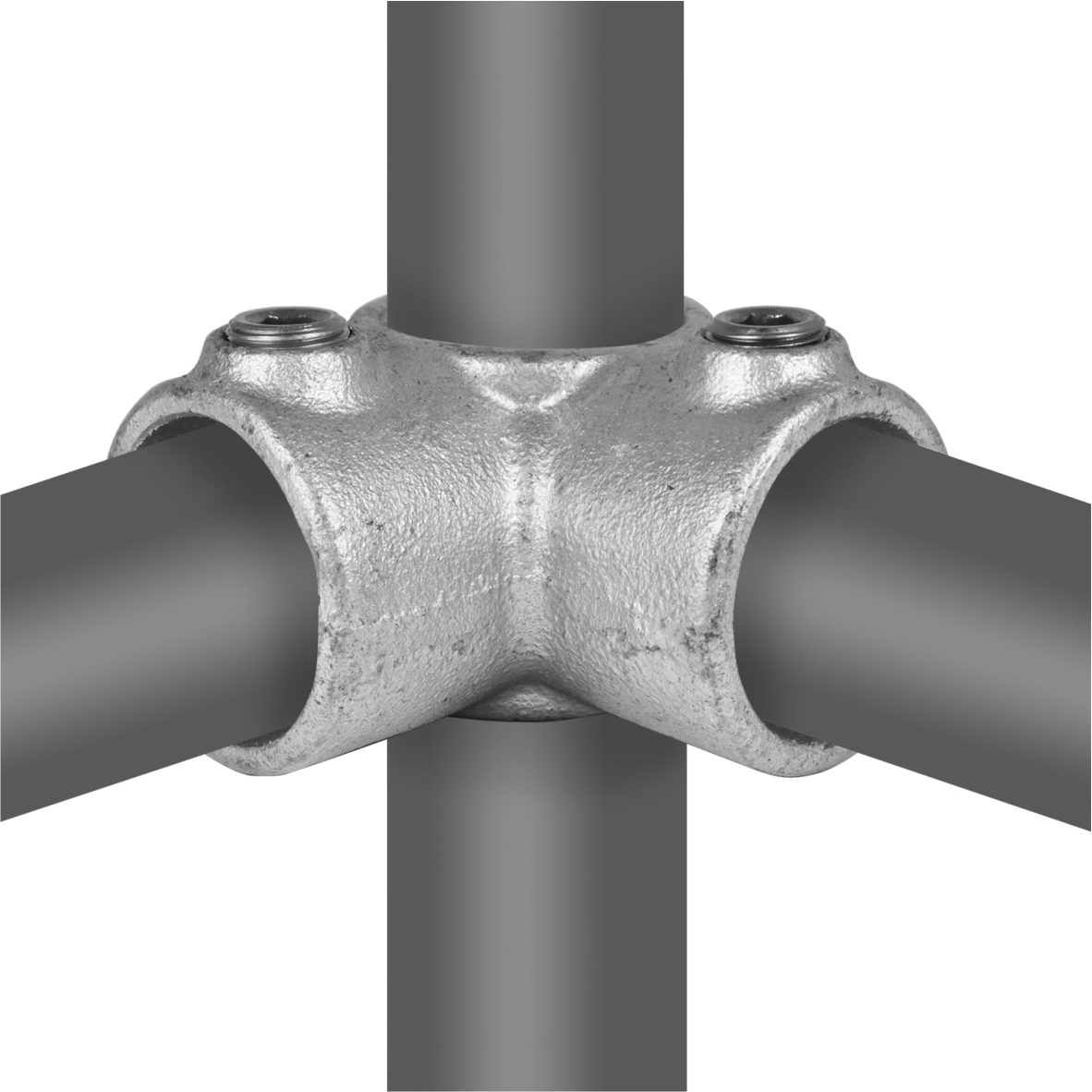 Hoekstuk met doorlopende staander 90° type 20 - 26,9mm Steigerbuiskoppeling zilver 