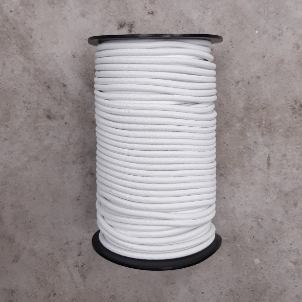 Koord Elastiek 8mm wit mono PE - rol van 100 meter