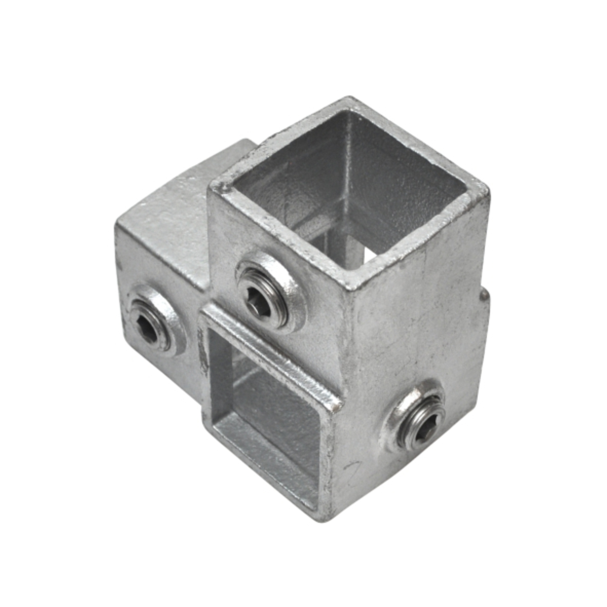 Hoekstuk doorlopende staander type 20S - 40mm Steigerbuiskoppeling vierkant zilver 