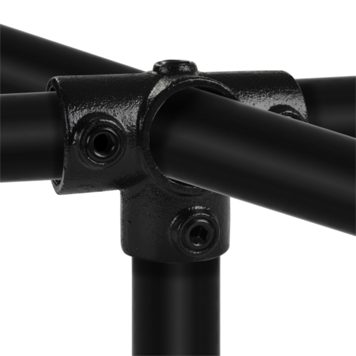 T-stuk met zij-uitgang type 24 - 26,9mm Steigerbuiskoppeling zwart 