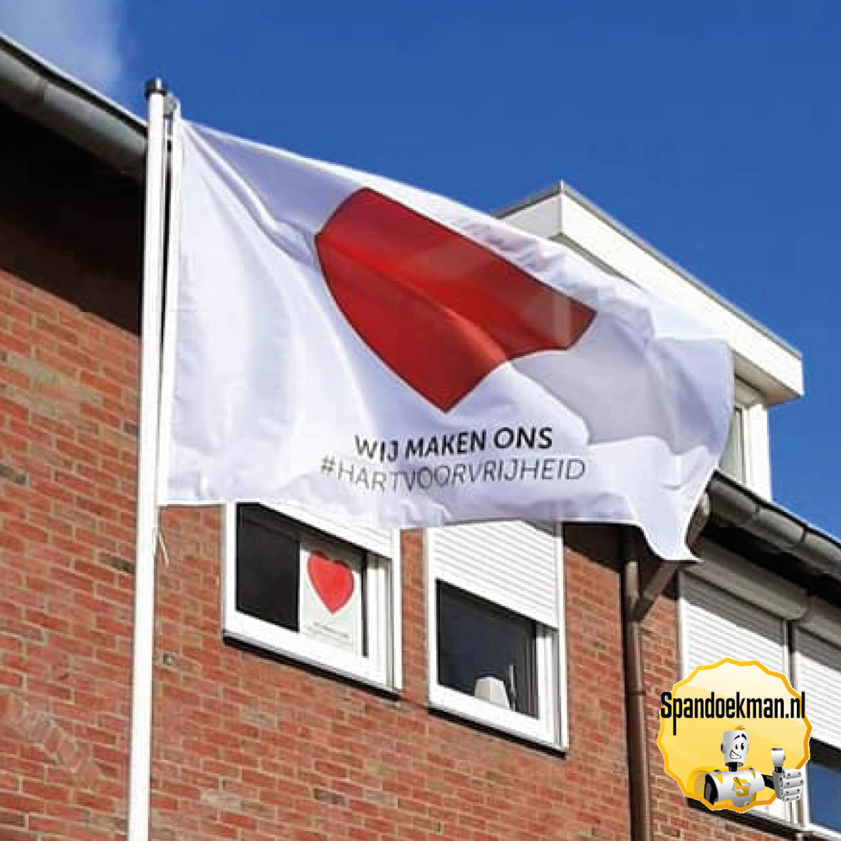 Vlag bedrukt #Hartvoorvrijheid 150x100cm 1 week! OP=OP