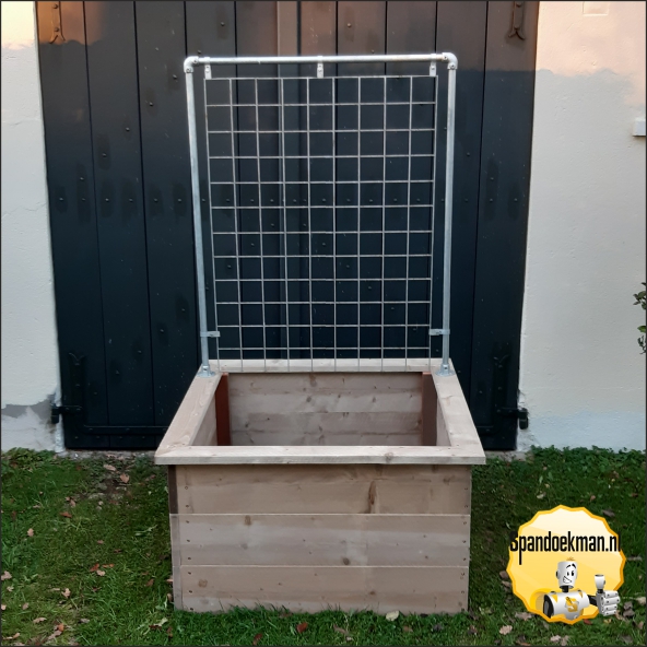 Moestuinbak hoog + rek Vintage steigerhout 110x110x190cm