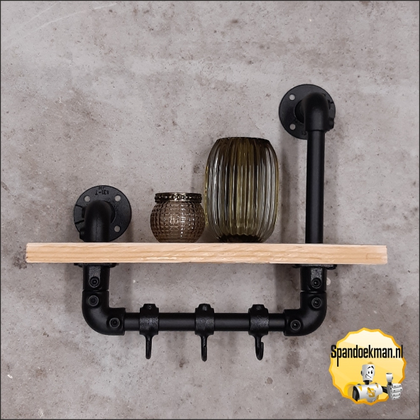 Industrieel Wandrek zwart asymetrisch met 3 haken 21,3mm