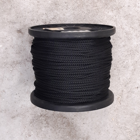 Nylon Koord 3mm zwart - rol van 100 meter