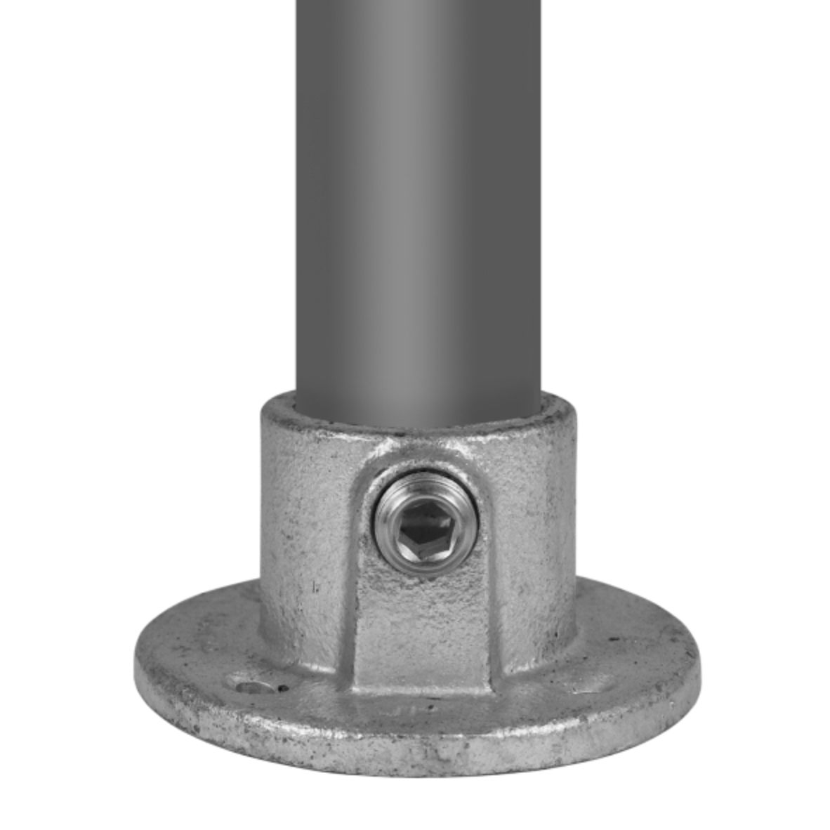 Ronde voetplaat type 10 - 60,3mm Steigerbuiskoppeling zilver 