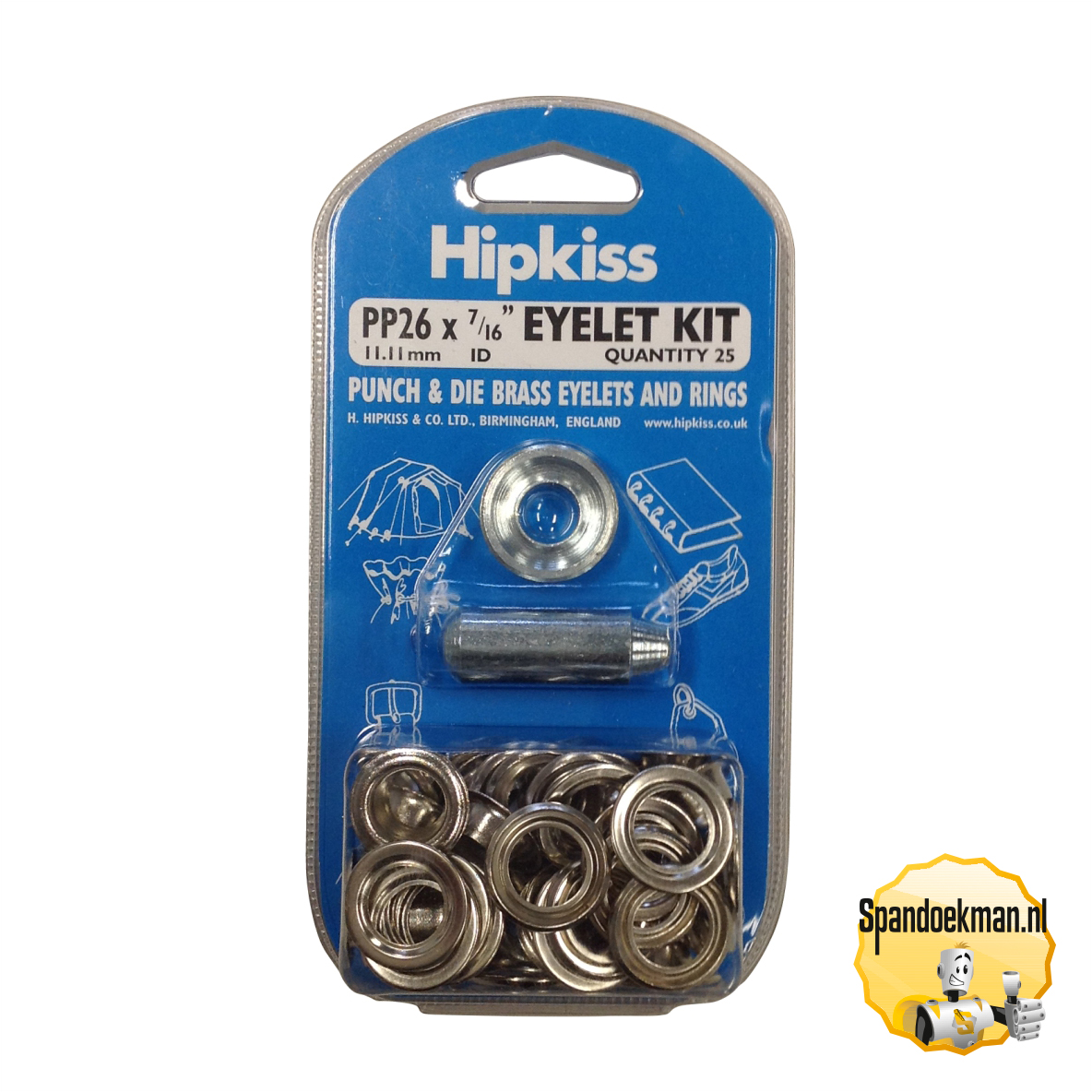 Spandoekringen set van 25 stuks van 11,11mm incl. slagstempels.