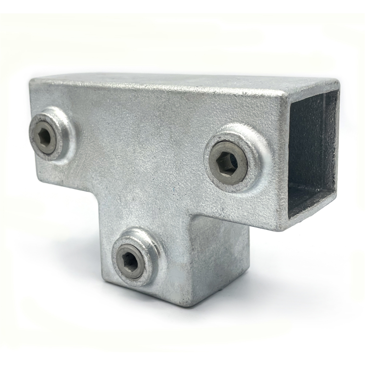 Lang T-stuk type 4S - 40mm Steigerbuiskoppeling vierkant zilver 