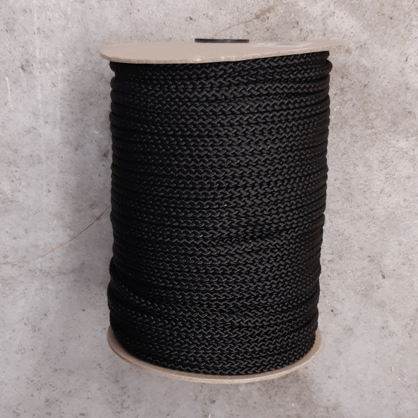 Nylon koord 6mm zwart - rol van 100 meter