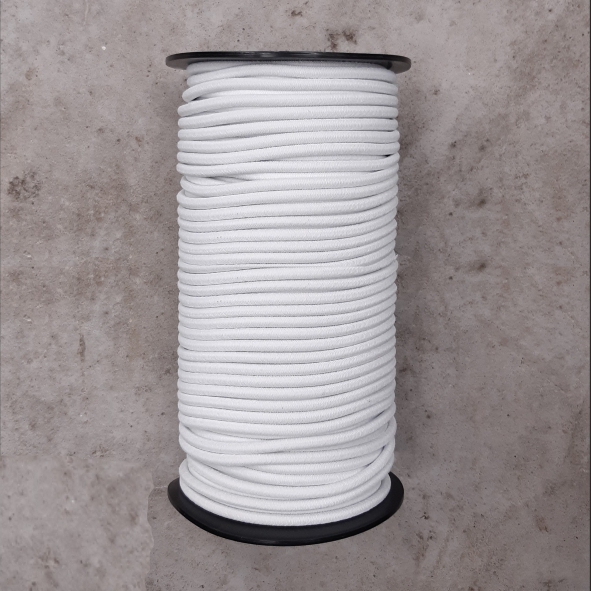Koord Elastiek 10mm wit mono PE - rol van 100 meter