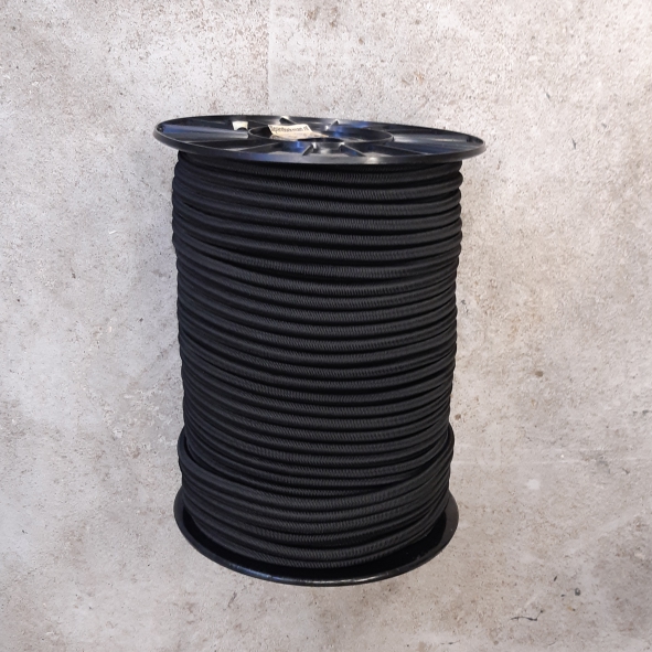 Koord Elastiek 8mm zwart mono PE - rol van 100 meter