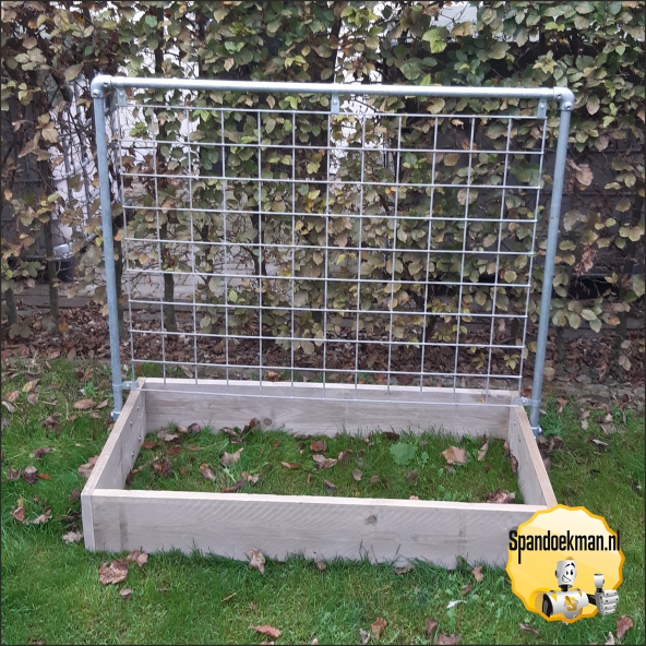 Moestuinbak smal + laag rek Vintage steigerhout 126x66x120cm