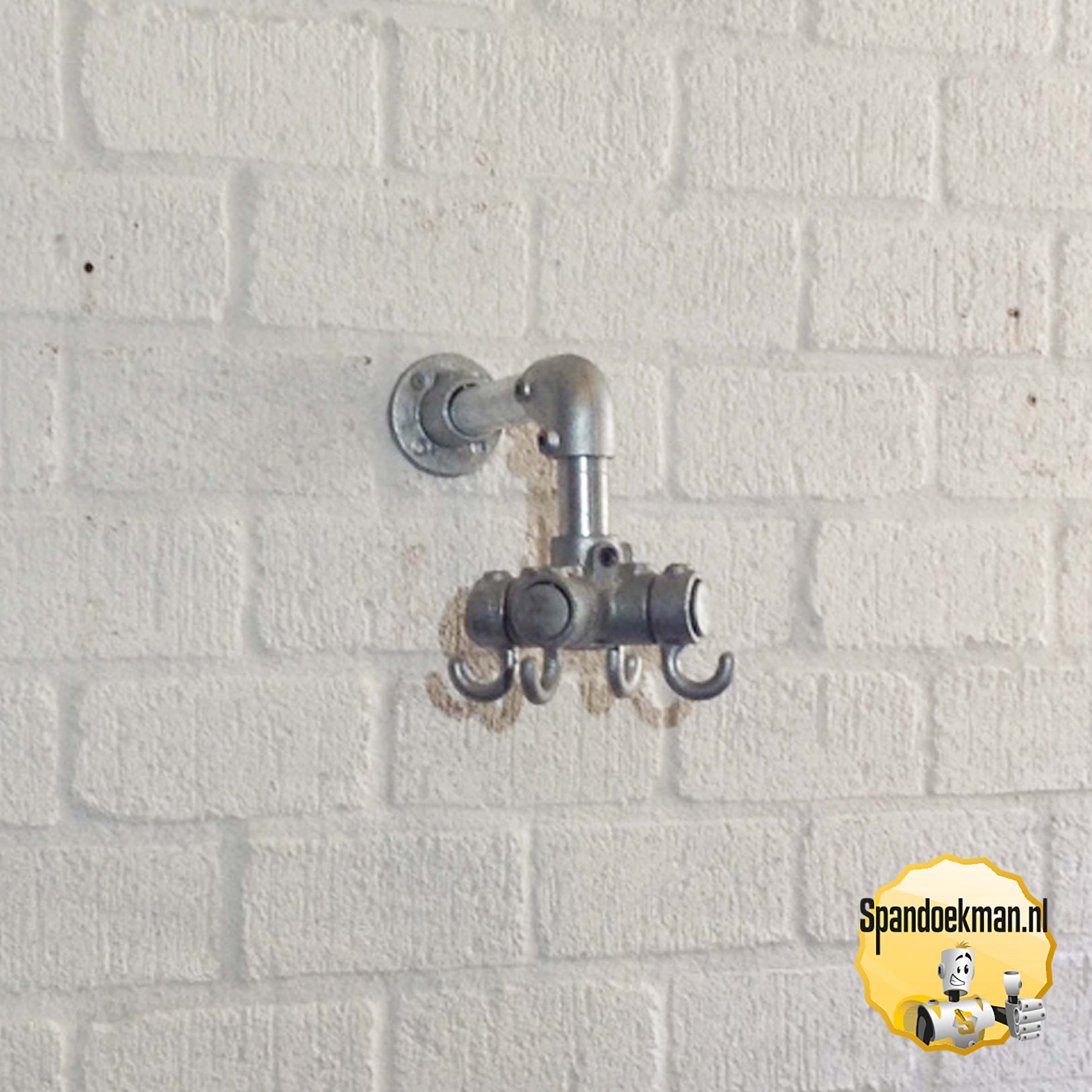 Steigerbuis Kapstok wandmodel 11 met 4 haken 26,9mm