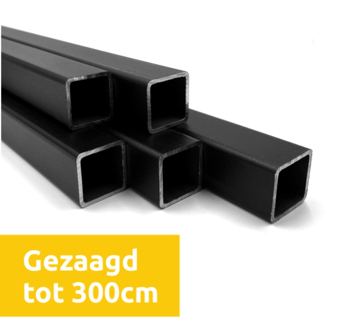 Stalen buis zwart vierkant 25x25mm op maat gezaagd tot 300cm