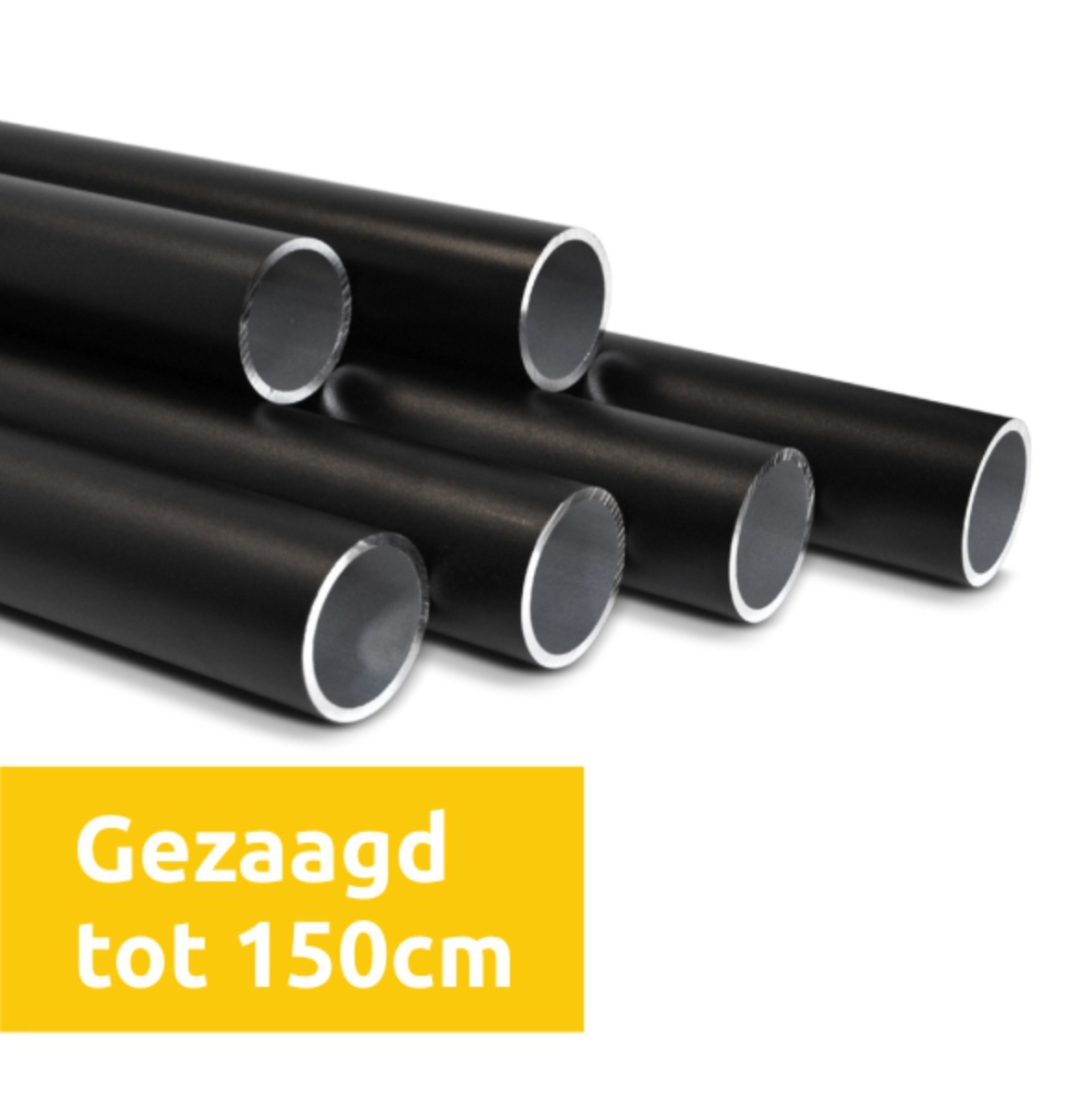 Steigerbuis zwart aluminium 48,3mm op maat gezaagd tot 150cm