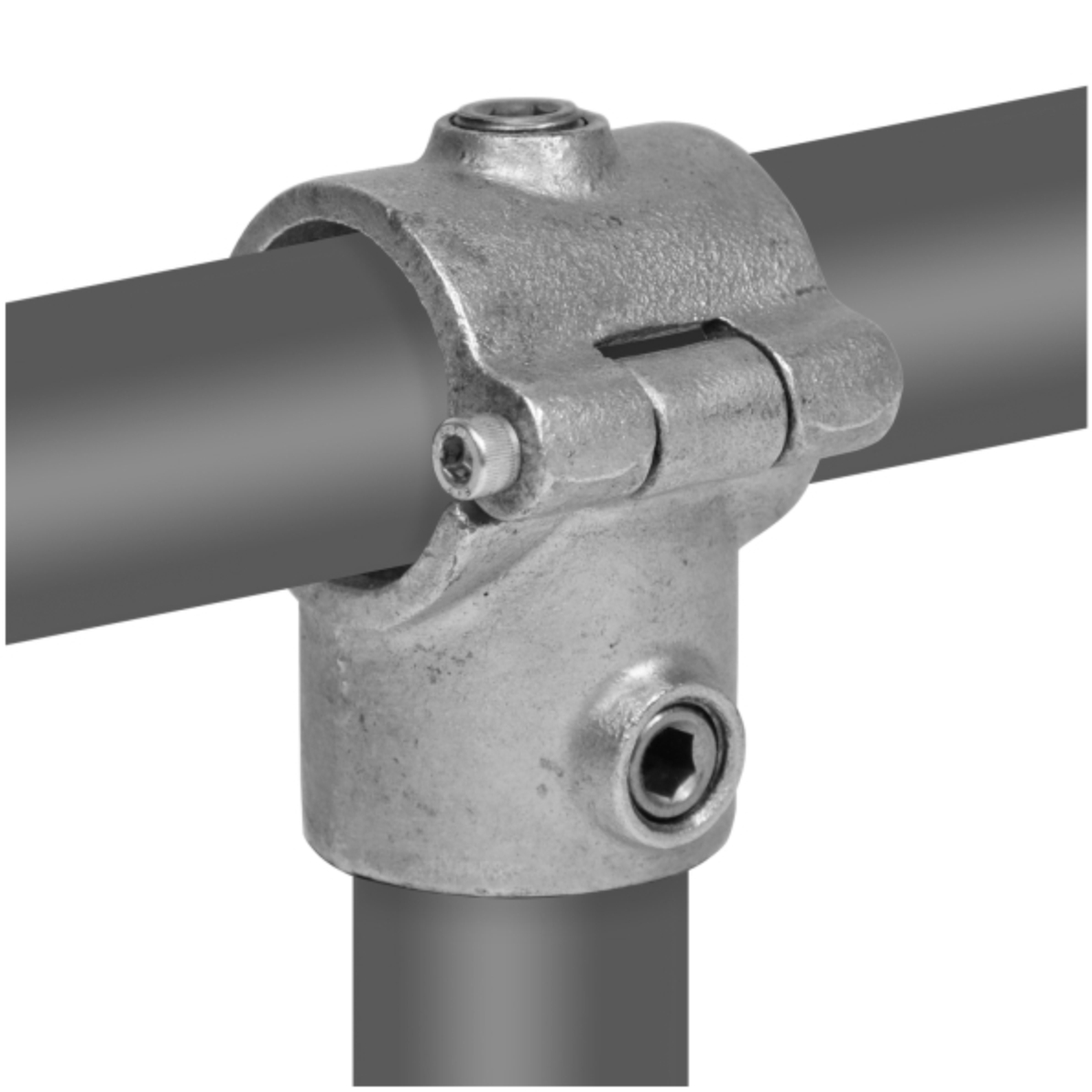 Openklapbaar T-stuk type 31O - 42,4mm Steigerbuiskoppeling zilver 