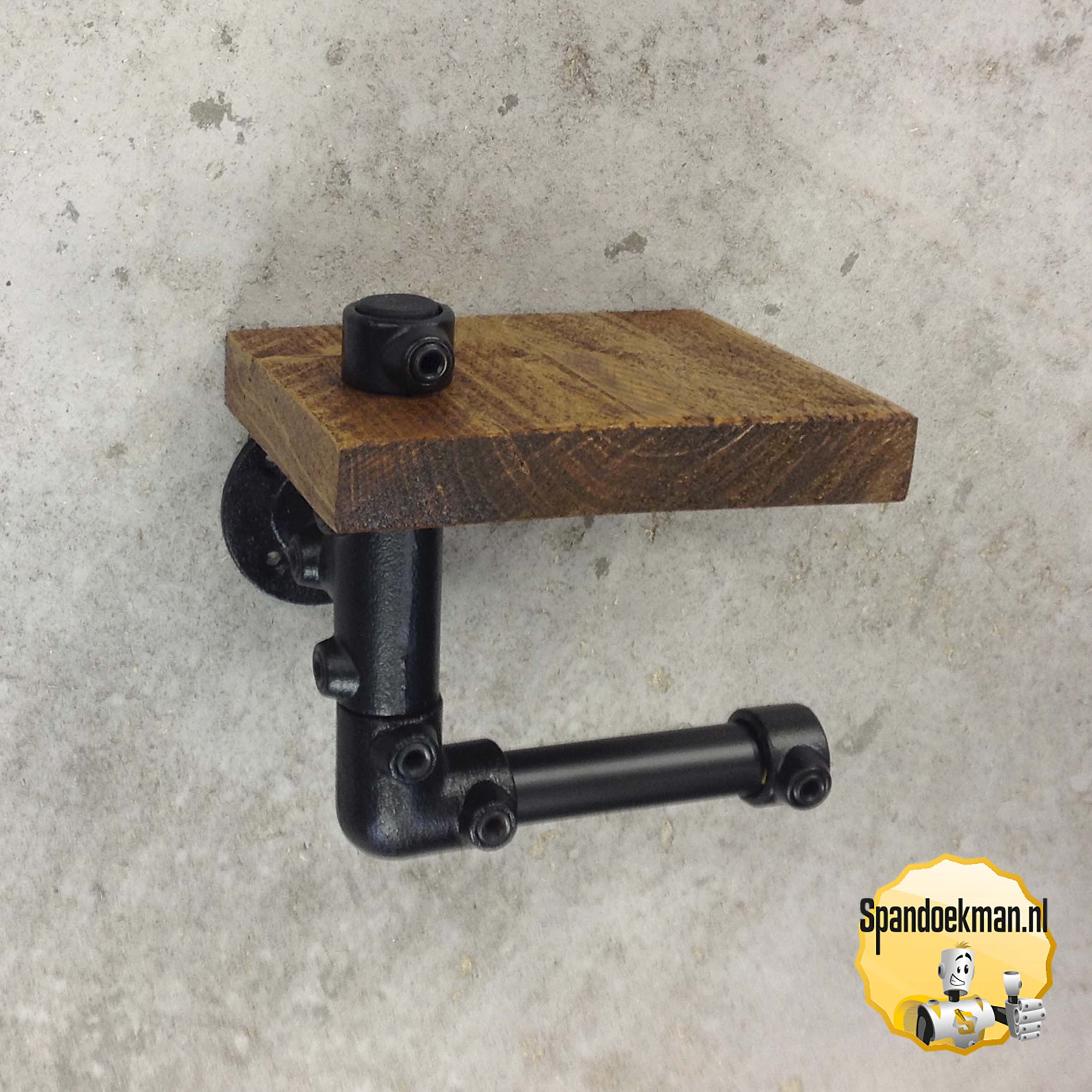 Toiletrolhouder Zwart enkel met schapje 26,9mm