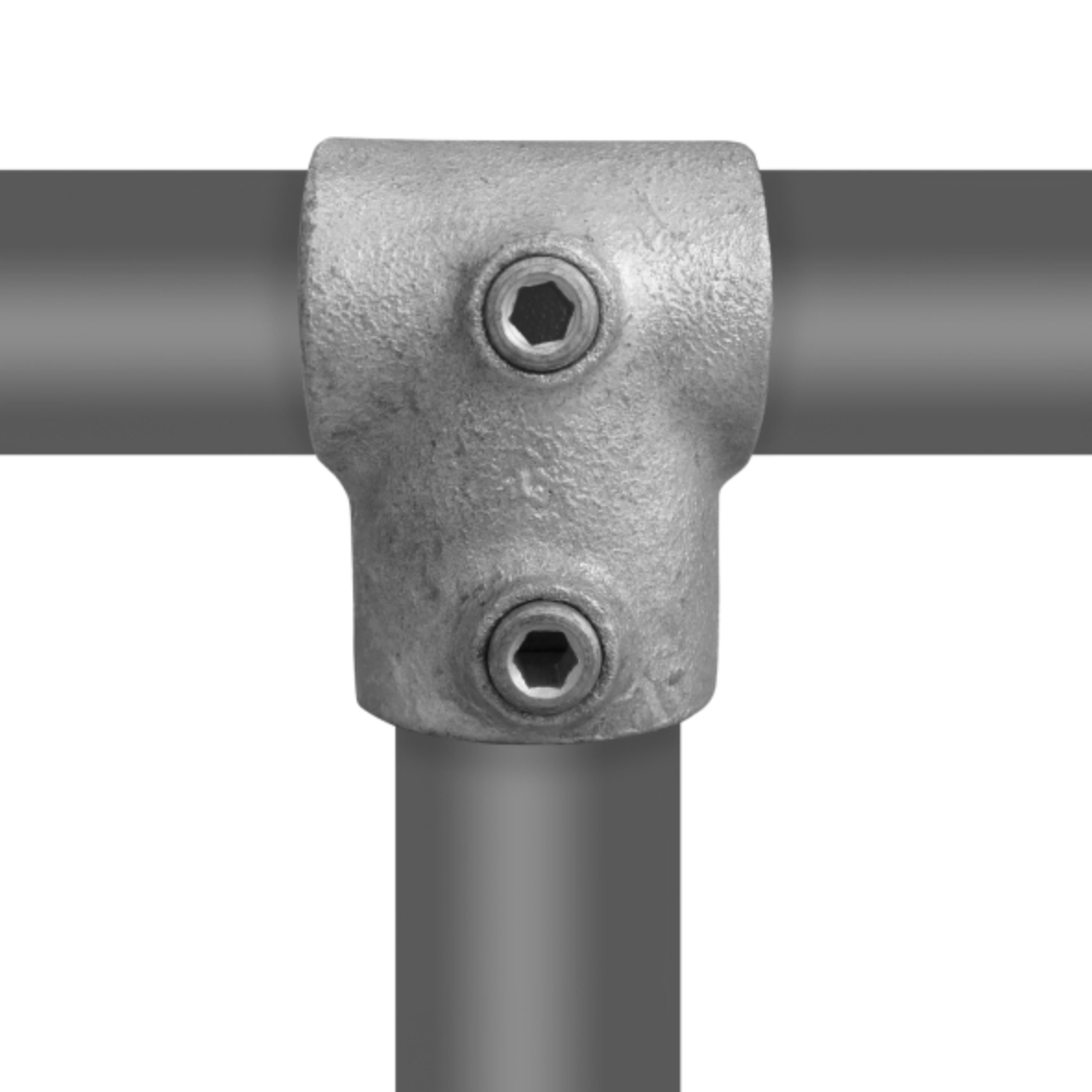 T-stuk kort verloop type 2V - 42,4 - 33,7mm Steigerbuiskoppeling zilver 