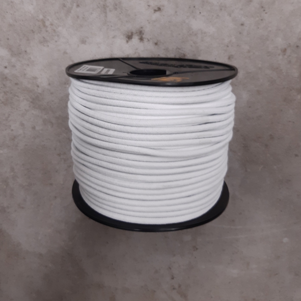 Koord Elastiek 6mm wit mono PE - rol van 100 meter