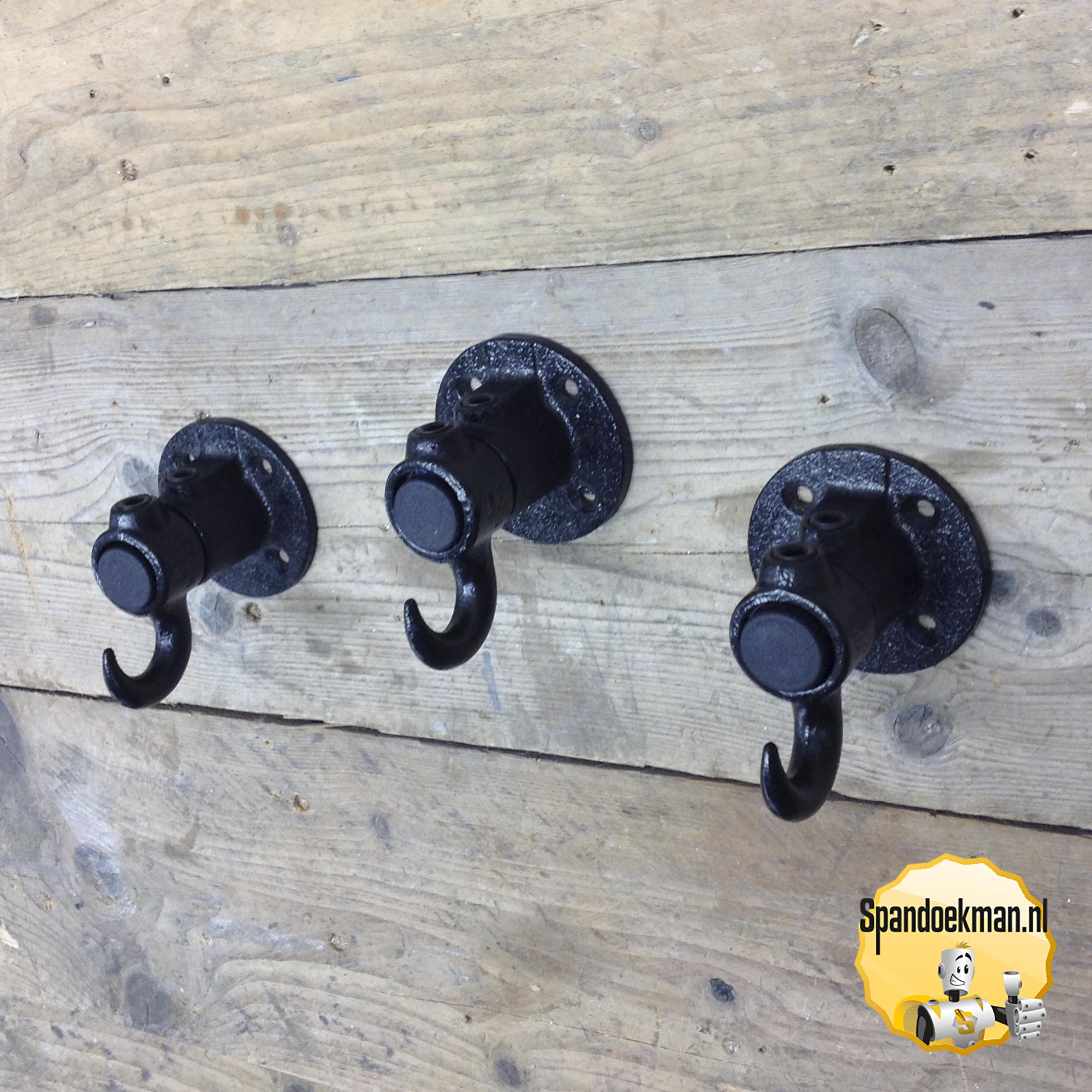 Kapstokhaak Zwart enkel "Standaard" set van 3 stuks 26,9mm
