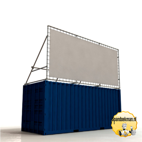 Containerframe lange zijde op dak, incl. doek en elastieken.