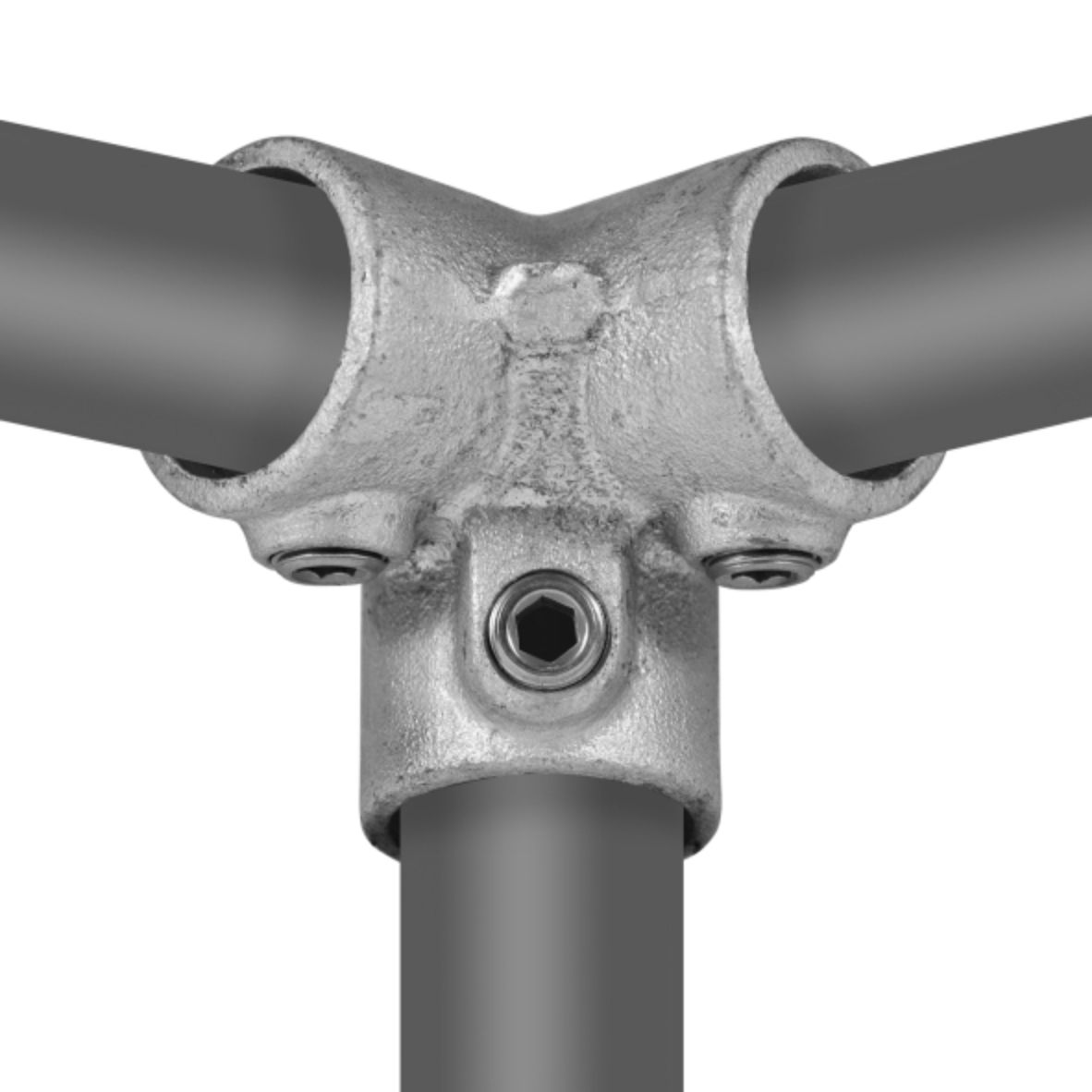 Drieweg kniestuk 90° type 18 - 48,3mm Steigerbuiskoppeling zilver 