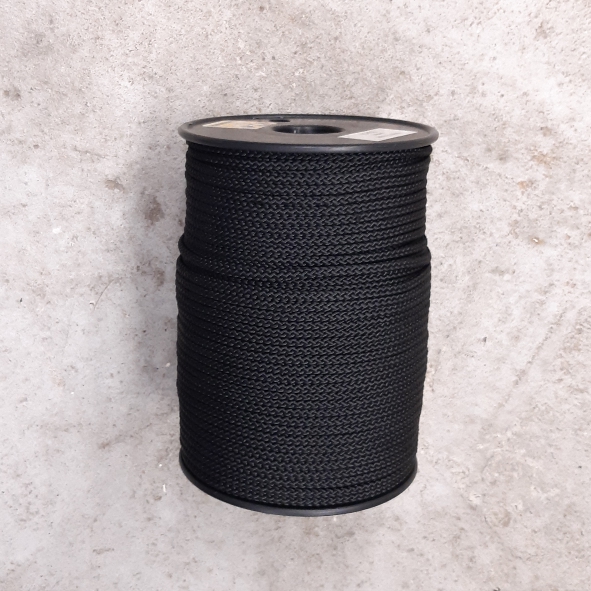 Nylon koord 4mm zwart - rol van 100 meter