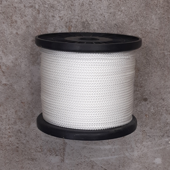 Nylon koord 3mm wit - rol van 100 meter