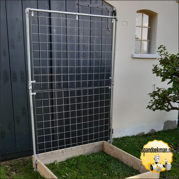 Moestuinbak breed + hoog rek Vintage steigerhout 126x126x215cm