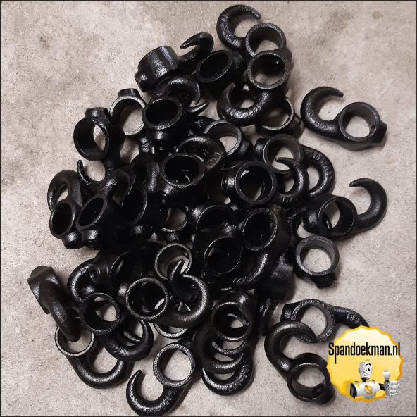 Kapstokhaak met punt 26,9mm zwart Restpartij 28stuks Op=OP Prijs per stuk!