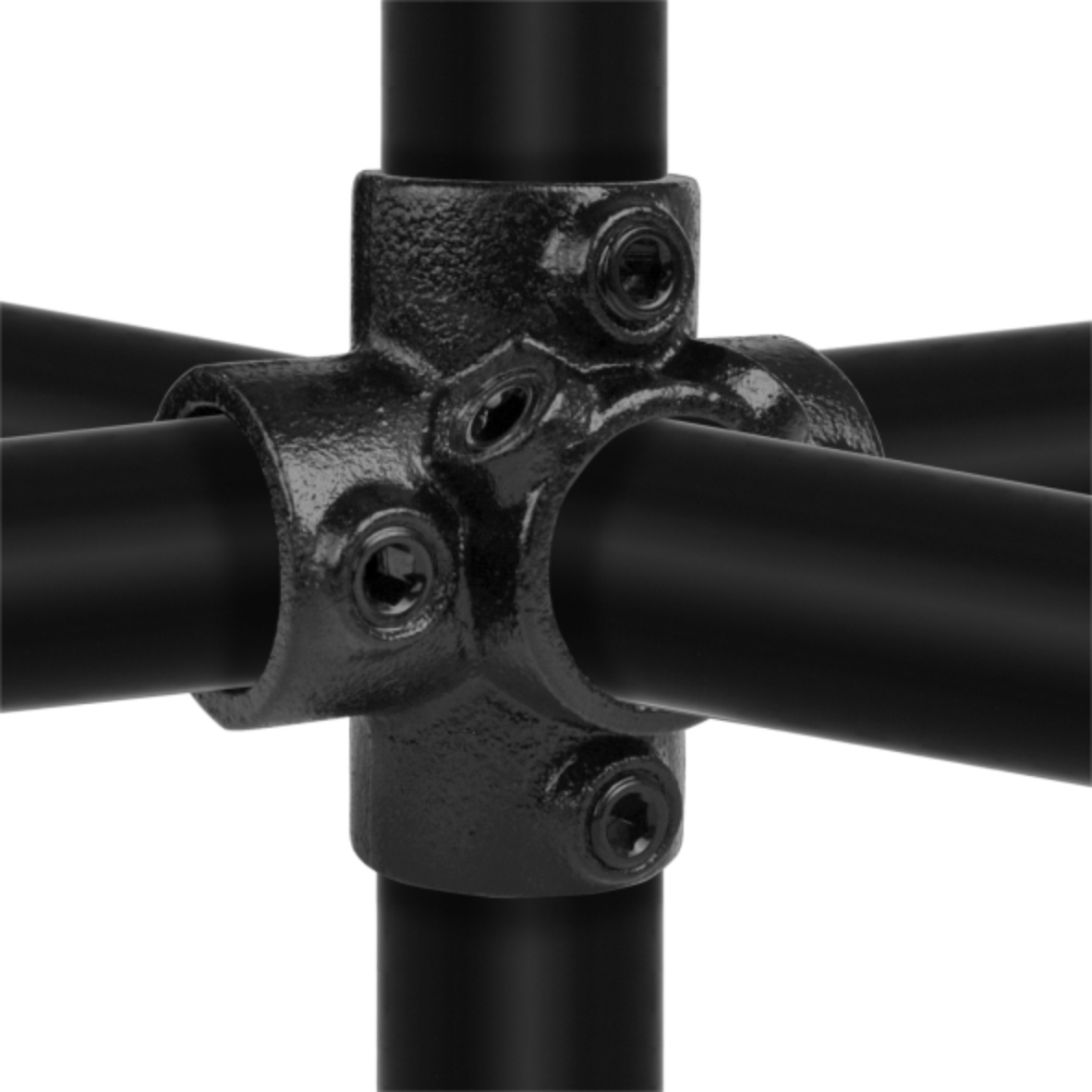 4-weg kruisstuk type 26 - 26,9mm Steigerbuiskoppeling zwart 