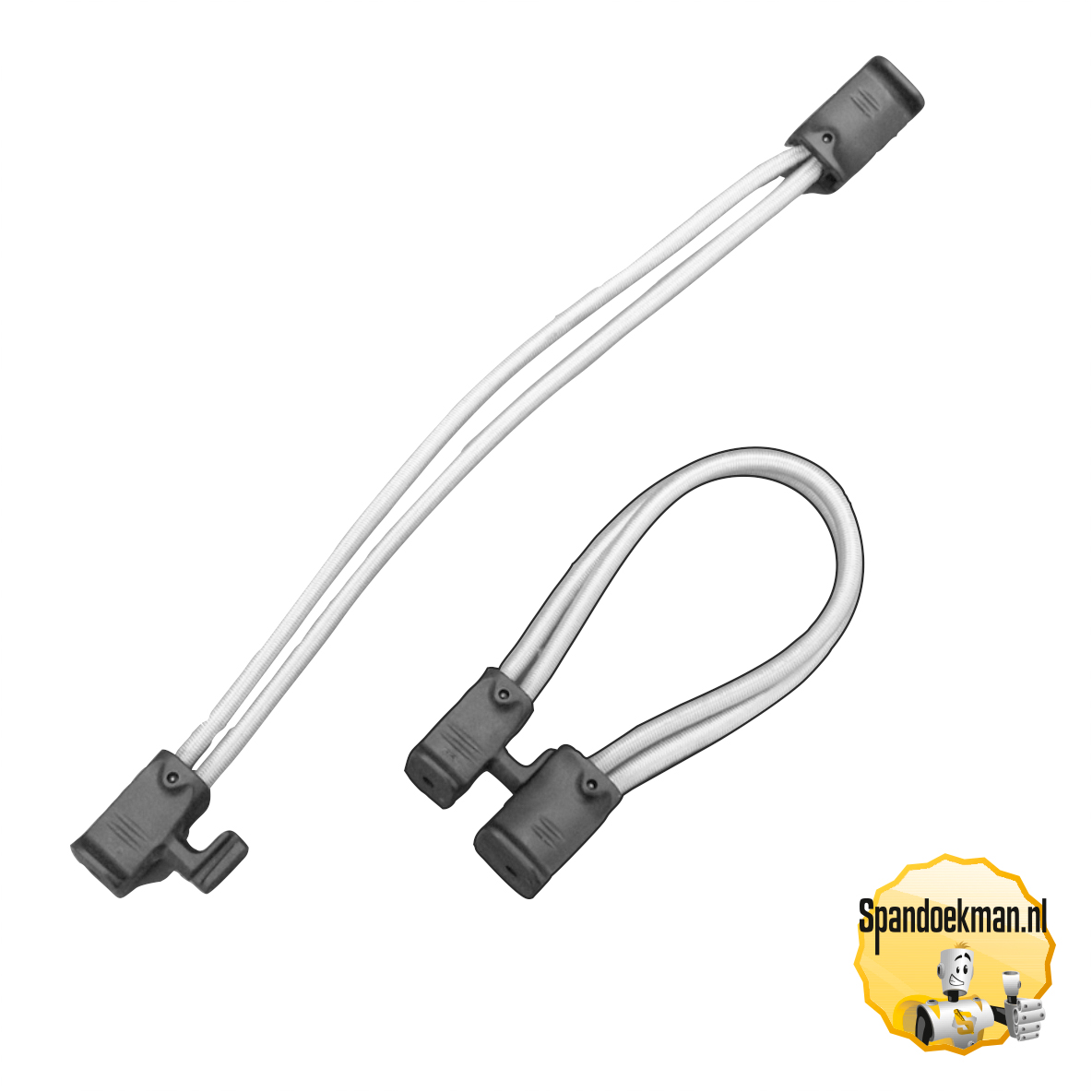 Stormfix 2x4mm elastiek 24cm 100kg Zilver hoekmontage 