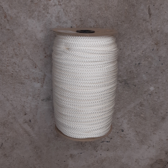 Nylon koord 5mm wit - rol van 100 meter